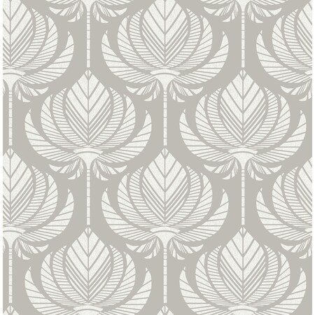 Manhattan Comfort Midland Palmier Grey Lotus Fan 33 ft L X 205 in W Wallpaper BR4014-26425